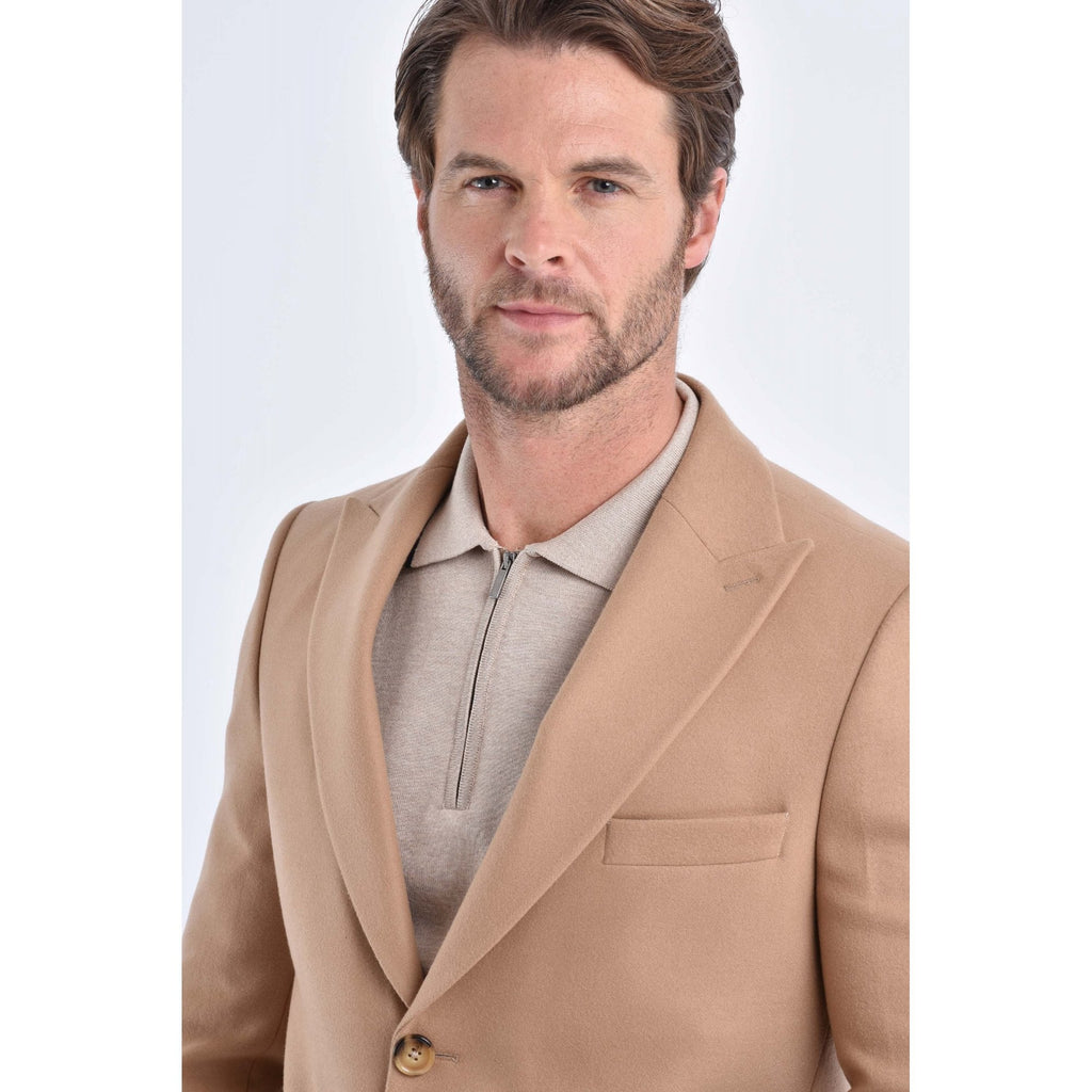 CB Alaska Tailored Slim Fit Single-Breasted Long Overcoat