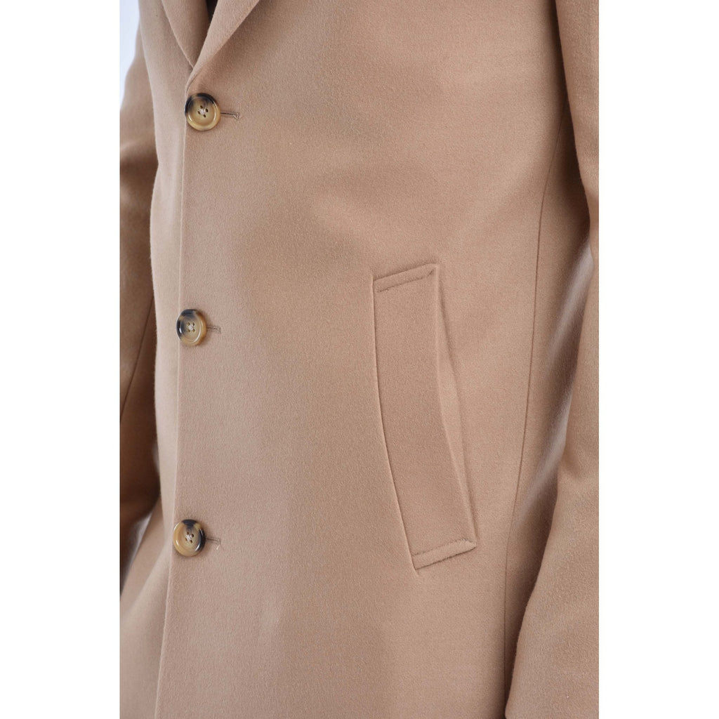 CB Alaska Tailored Slim Fit Single-Breasted Long Overcoat