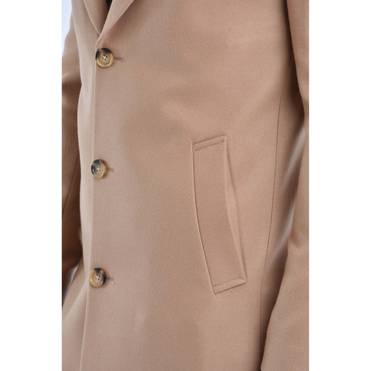 CB Alaska Tailored Slim Fit Single-Breasted Long Overcoat