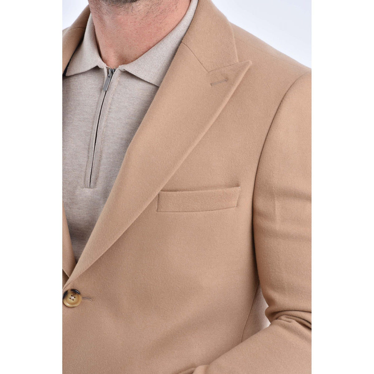 CB Alaska Tailored Slim Fit Single-Breasted Long Overcoat