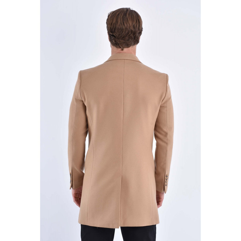 CB Alaska Tailored Slim Fit Single-Breasted Long Overcoat