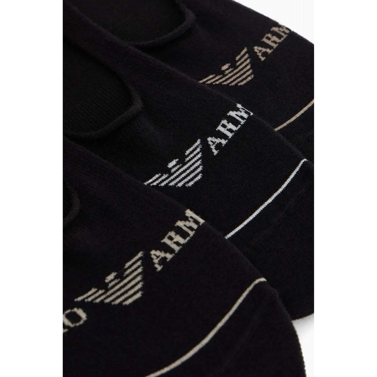 Emporio Armani AF12276 MC061 Calza Invisible 3 Pack Logo Ankle Tripack Socks - Black