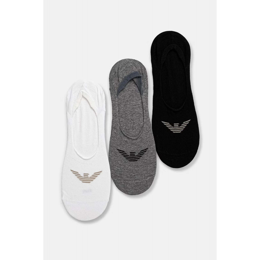 Emporio Armani 0548 AF12271 MC059 Calza Invisible 3 Pack Logo Ankle Tripack Socks