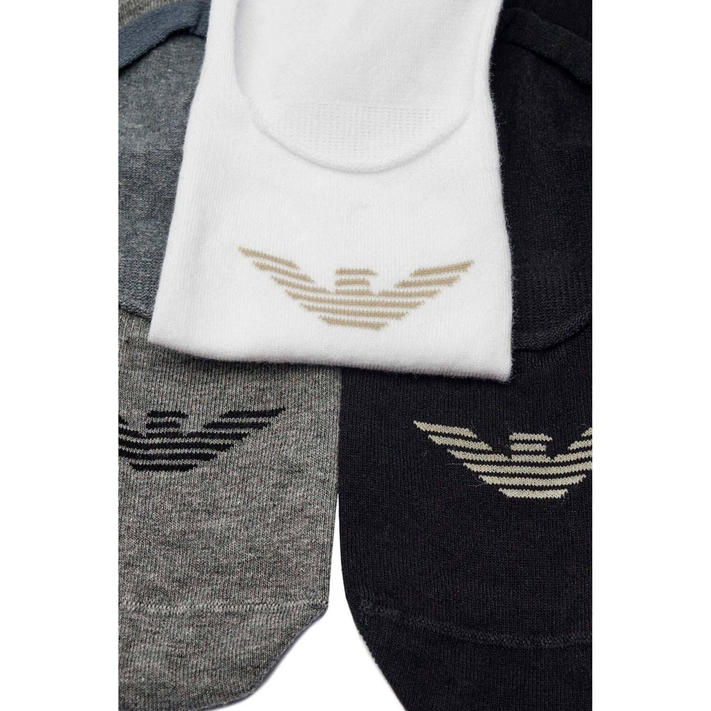 Emporio Armani 0548 AF12271 MC059 Calza Invisible 3 Pack Logo Ankle Tripack Socks