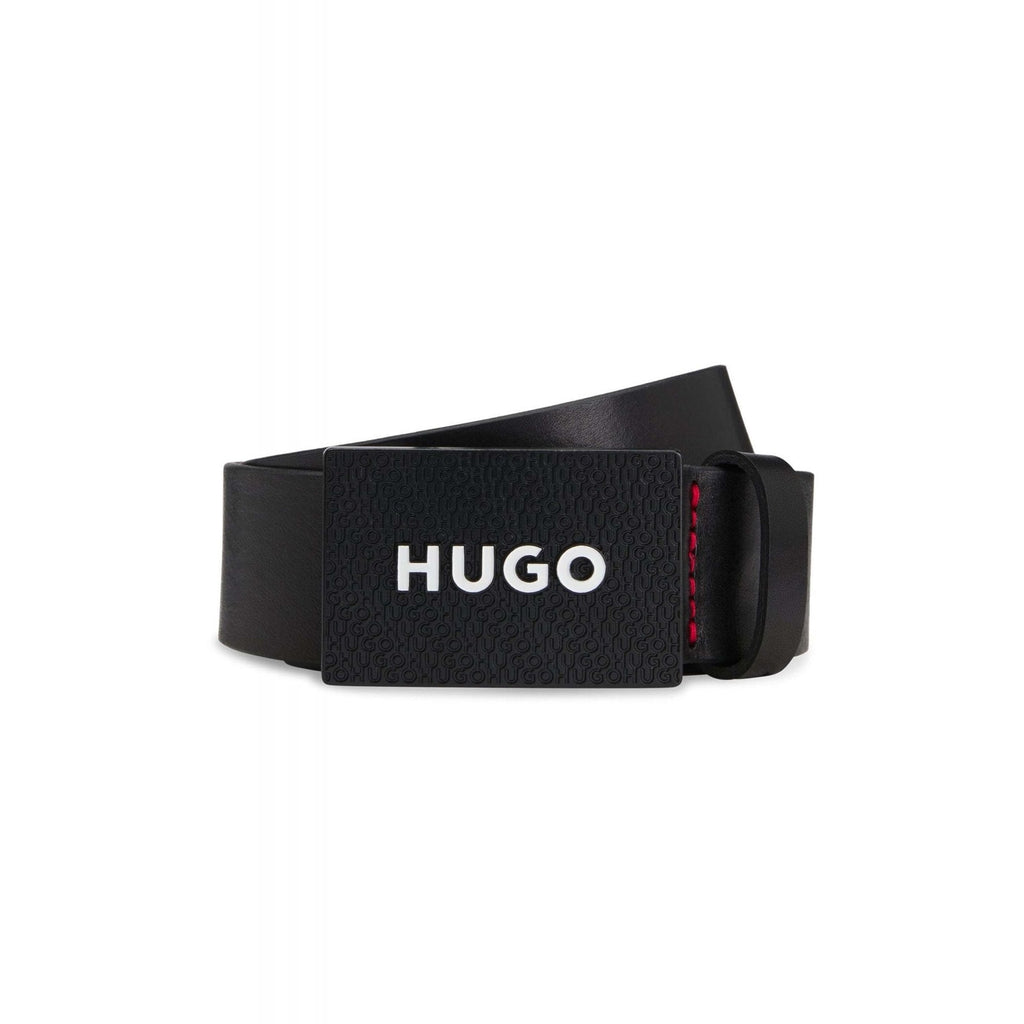 Hugo Boss | 50536879 Gilao-Z_Sz35 Leather Metal Plate Buckle Belt - Black