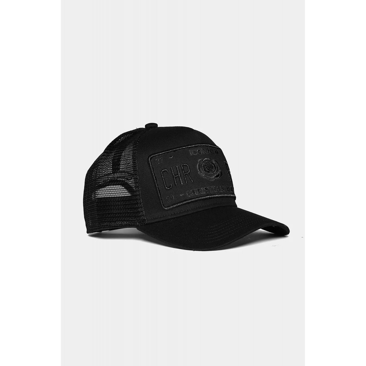 Christian Rose | CR004 Iconic II Trucker Mesh Baseball Cap - Black/Black