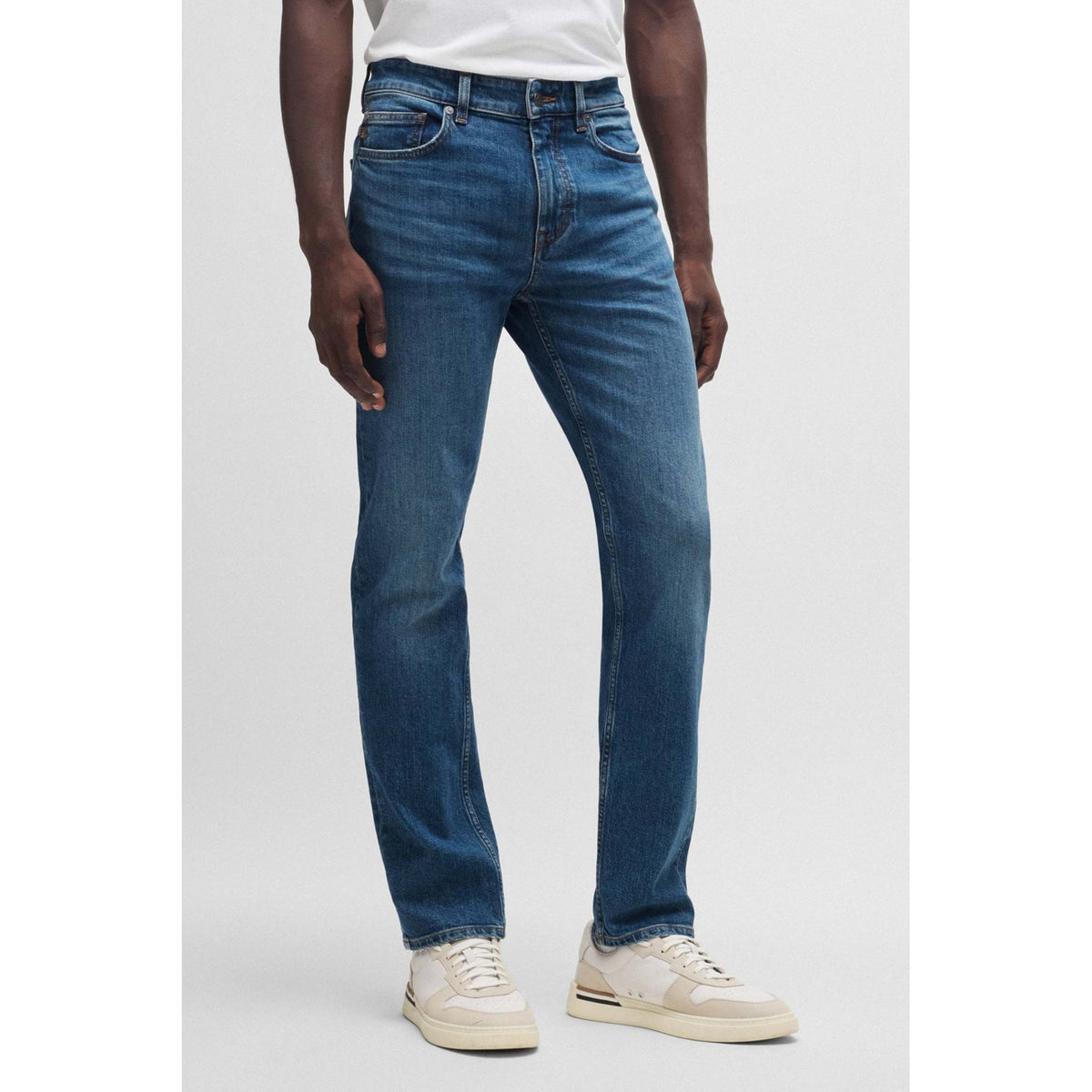 Boss 50532496 Delaware Bo Worker Slim Fit Comfort Stretch Denim Jean - Blue Wash