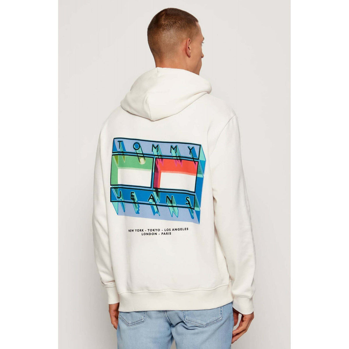 Tommy Jeans | DM22077 DNA Flag Play Back Colour Logo Print Overhead Hood - Ecru