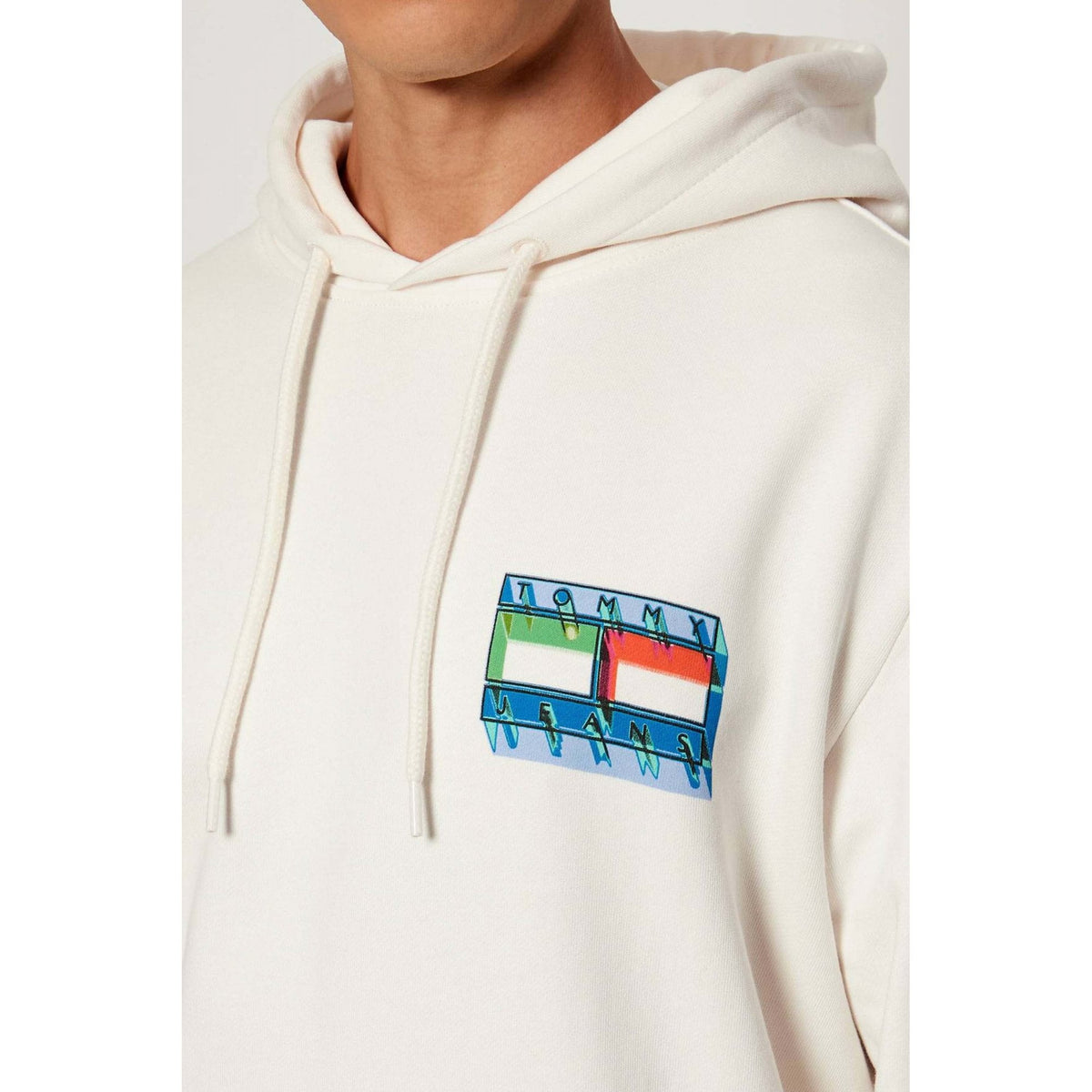 Tommy Jeans | DM22077 DNA Flag Play Back Colour Logo Print Overhead Hood - Ecru