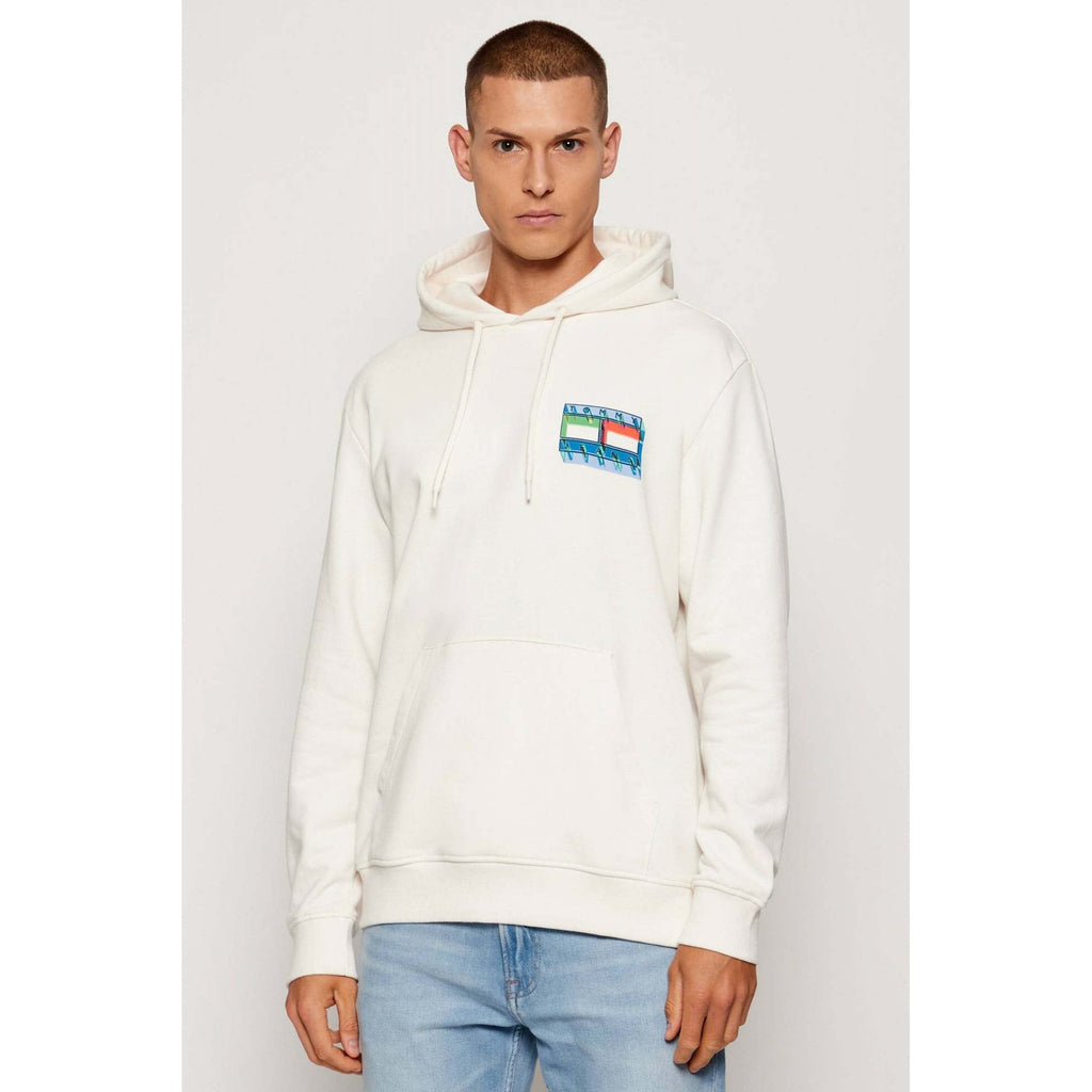 Tommy Jeans | DM22077 DNA Flag Play Back Colour Logo Print Overhead Hood - Ecru