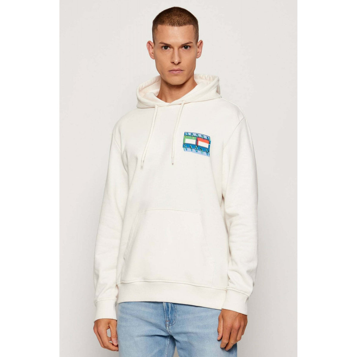 Tommy Jeans | DM22077 DNA Flag Play Back Colour Logo Print Overhead Hood - Ecru
