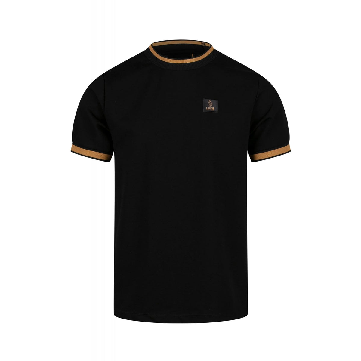 Luke | Coron M800165 Honeycomb Textured Stripe Half Sleeve T-Shirt - Black