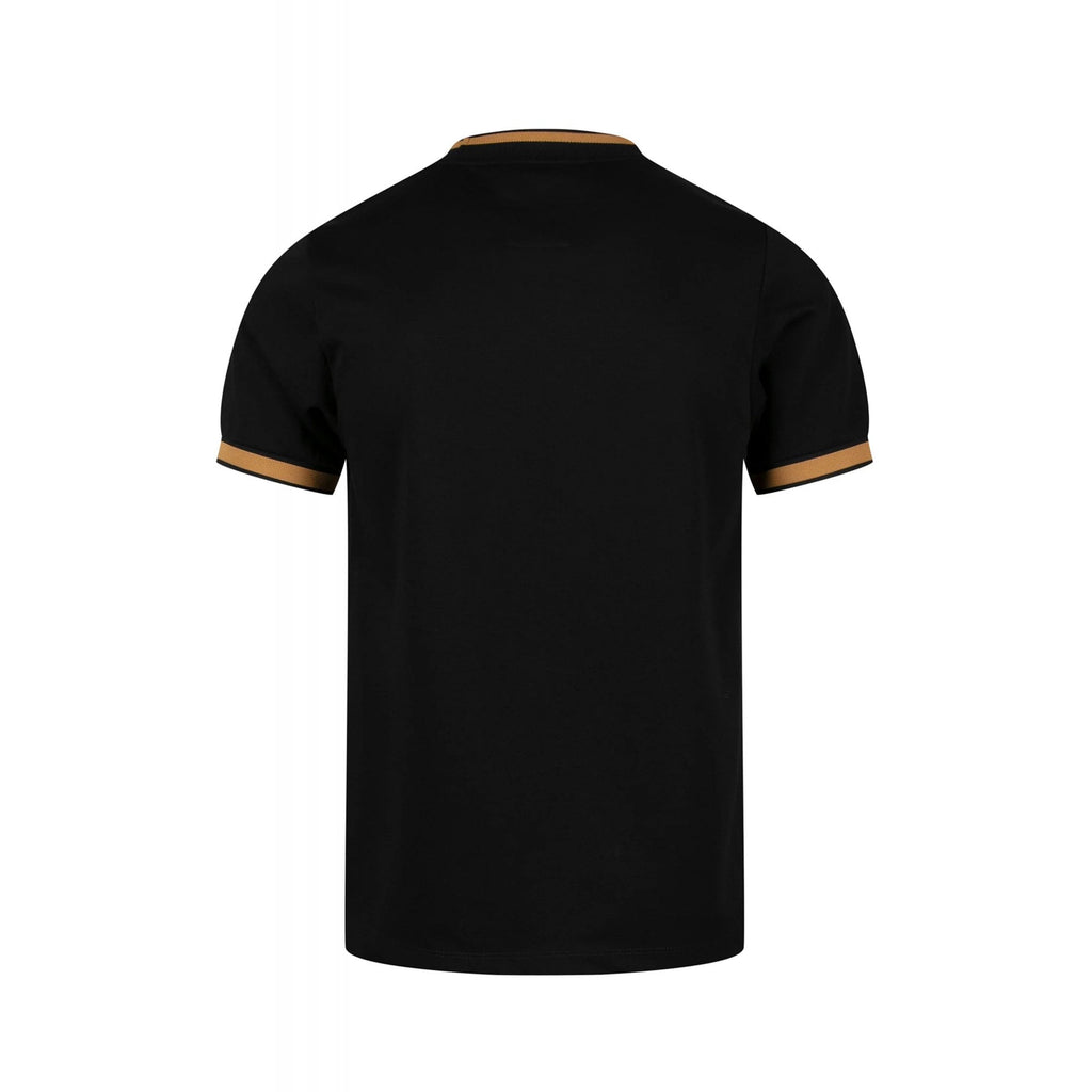 Luke | Coron M800165 Honeycomb Textured Stripe Half Sleeve T-Shirt - Black