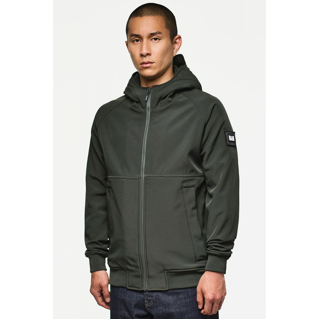 Weekend Offender JK3A07 Sulta Softshell Bomber Lightweight Hood Jacket - Black Forest Green