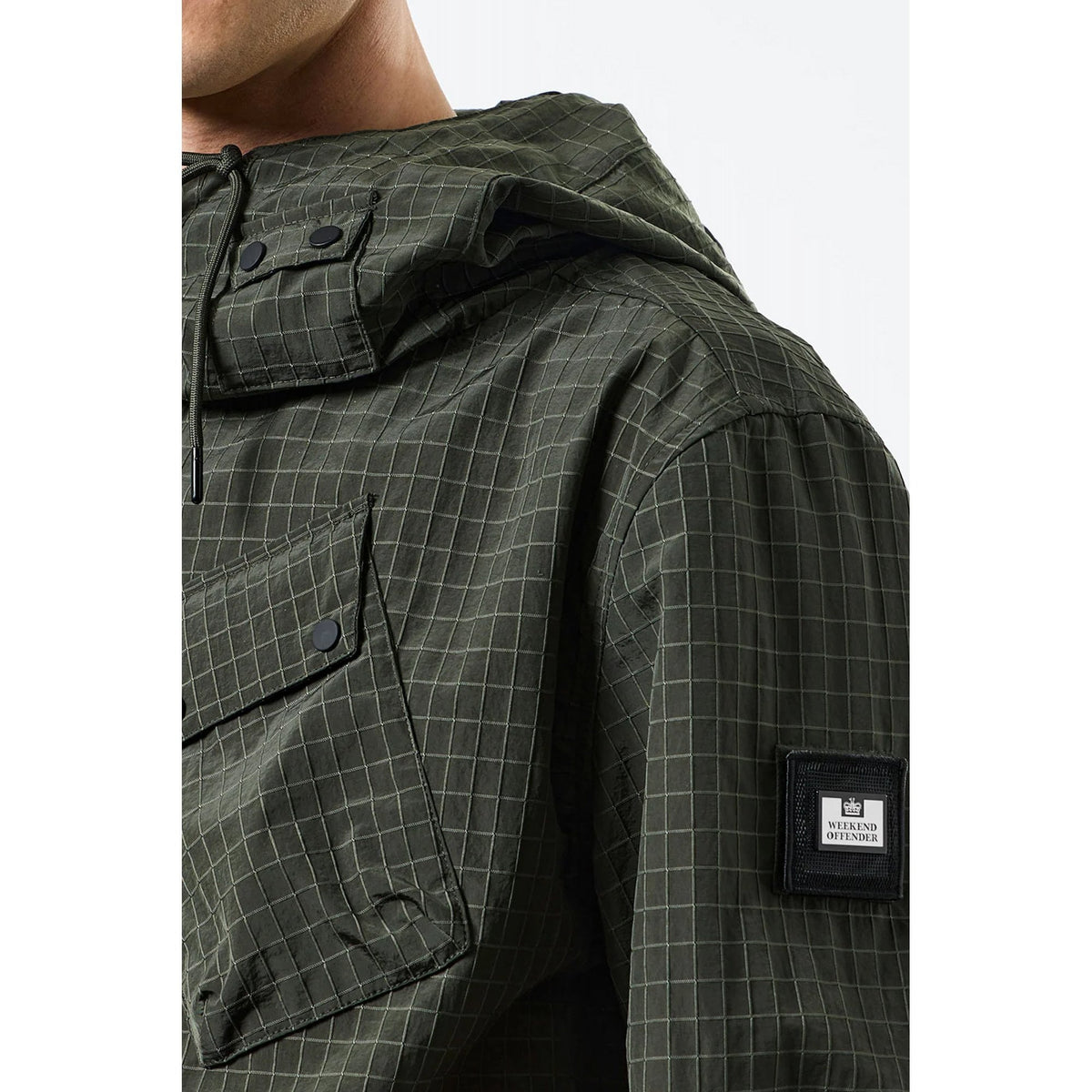 Weekend Offender OT3A05 Grohl Nylon Ripstop Overhead Lightweight Hood Top - Forest Green