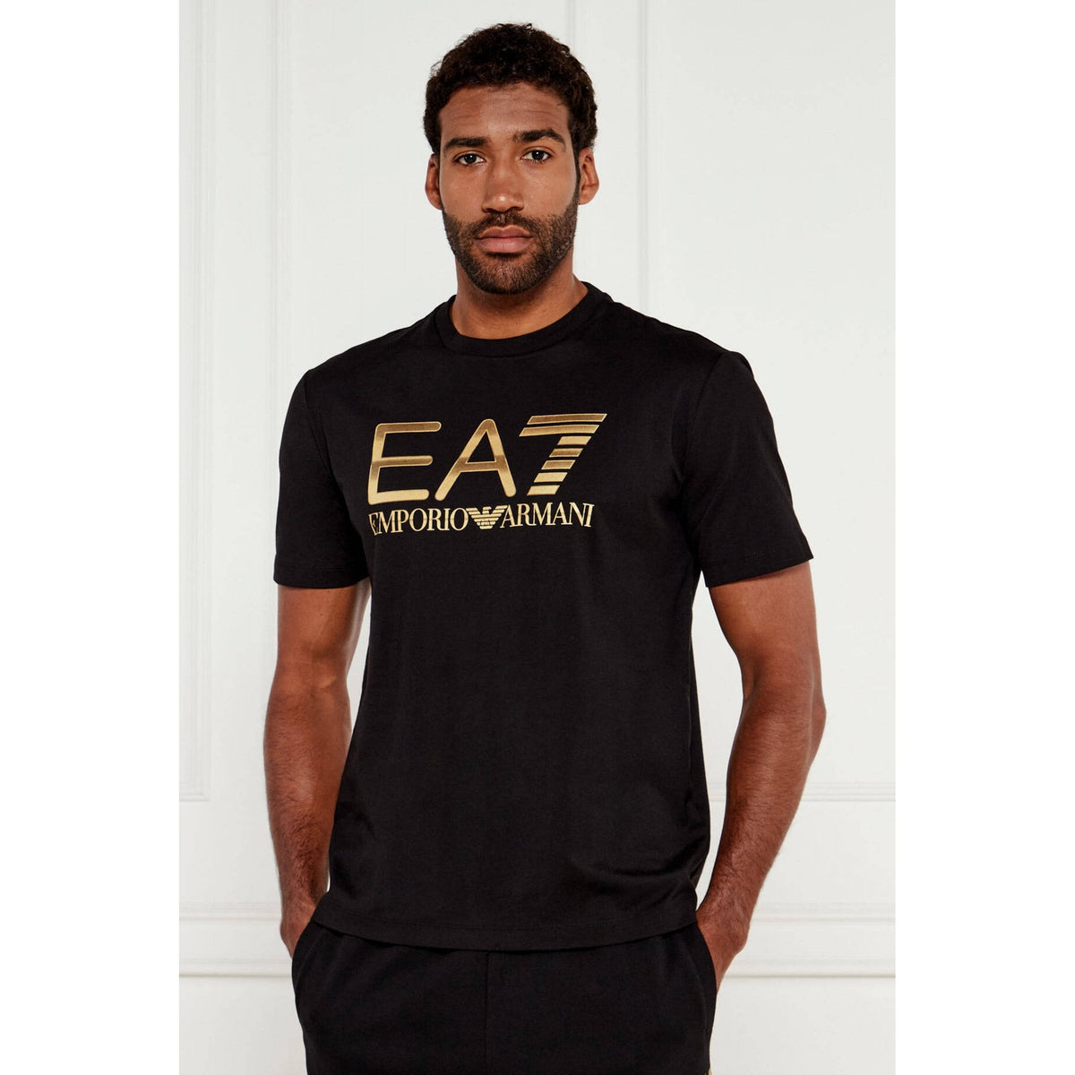 EA7 | Emporio Armani AF17789 1189 Contrast Gold Logo Half Sleeve T-Shirt