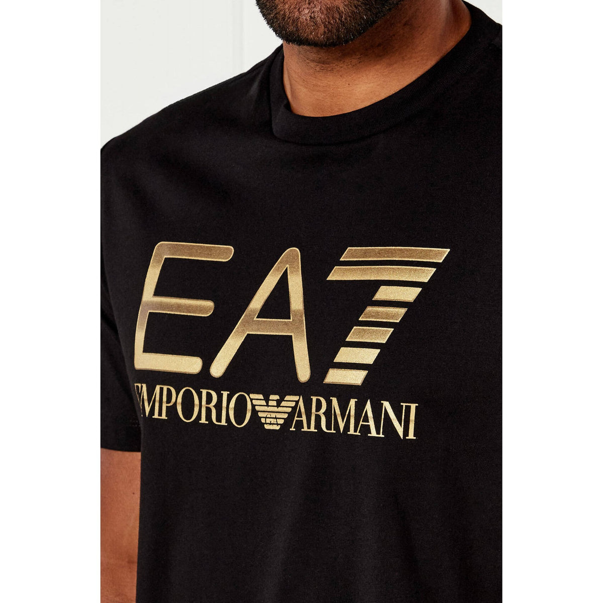 EA7 | Emporio Armani AF17789 1189 Contrast Gold Logo Half Sleeve T-Shirt