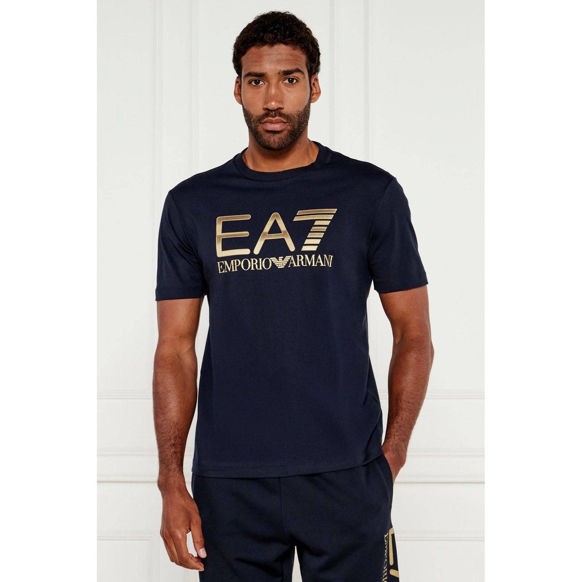 EA7 | Emporio Armani AF17789 1189 Contrast Gold Logo Half Sleeve T-Shirt