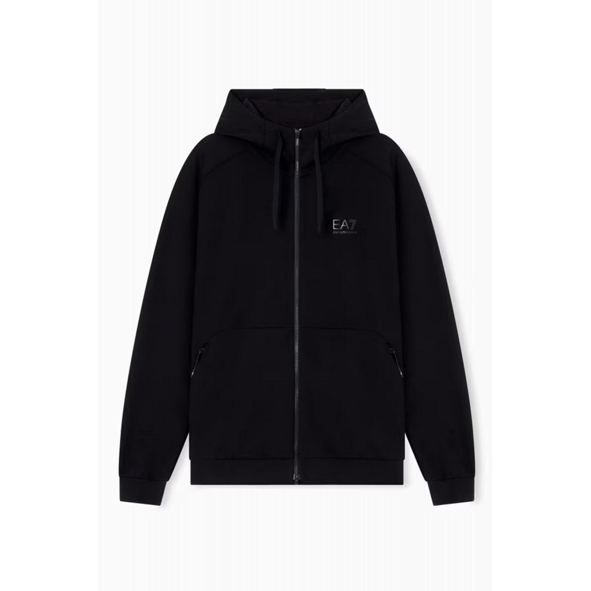 EA7 | Emporio Armani AF12501 0665 Dynamic Athlete Natural VENTUS7 Hood Track Top - Black