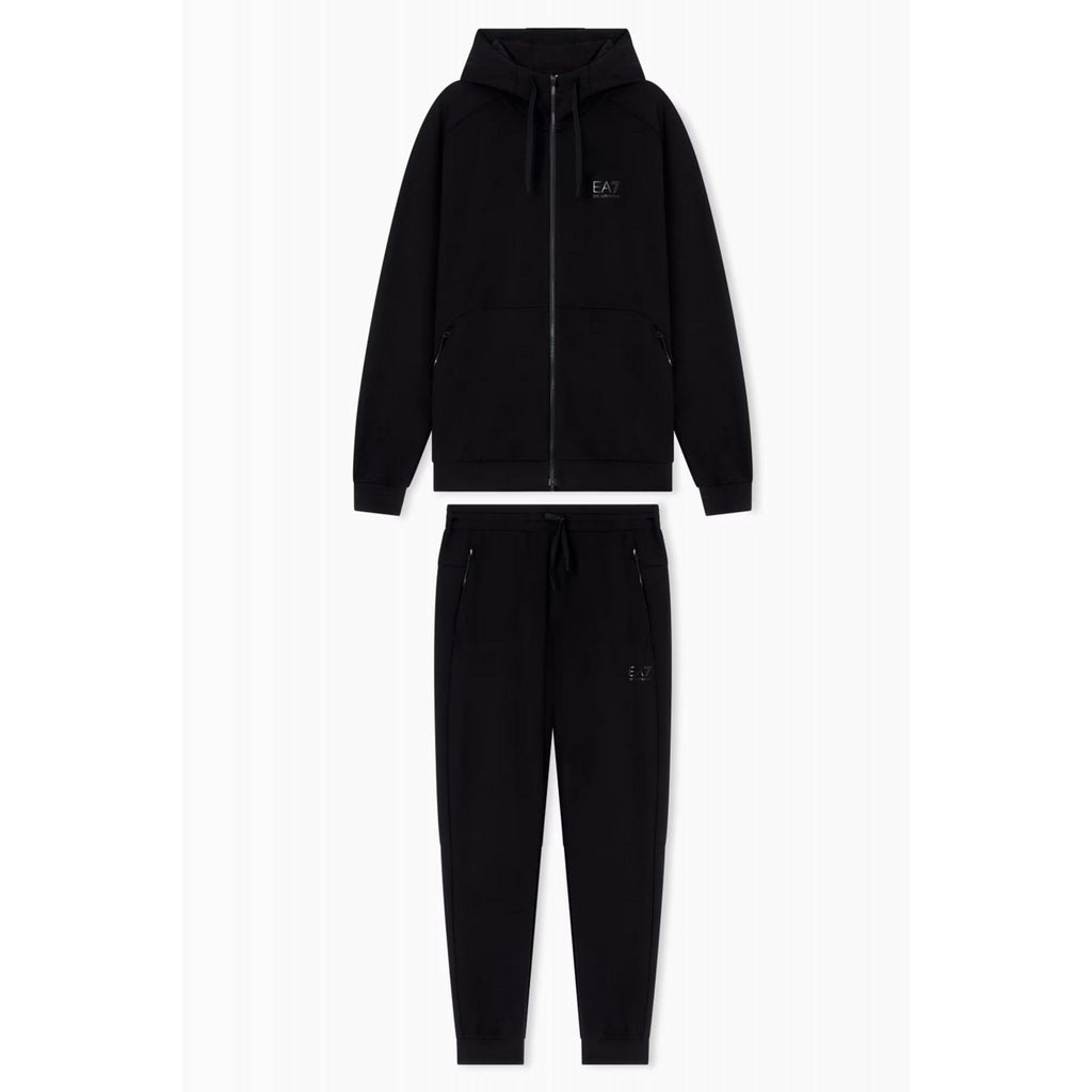 EA7 | Emporio Armani AF12501 0665 Dynamic Athlete Natural VENTUS7 Hood Tracksuit Set - Black
