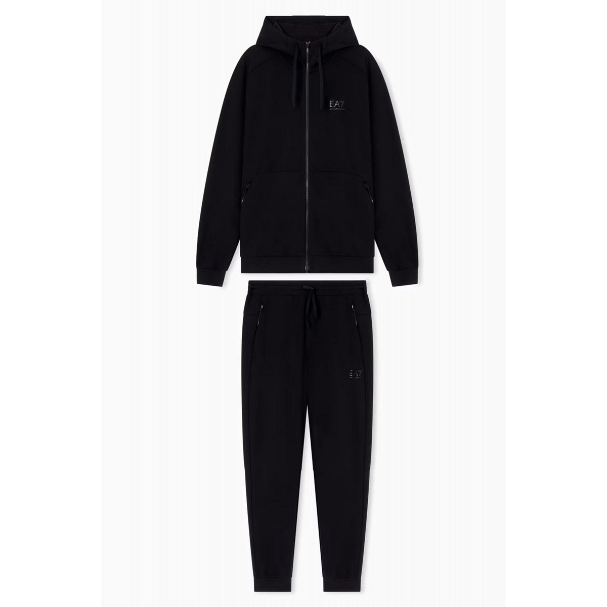 EA7 | Emporio Armani AF12501 0665 Dynamic Athlete Natural VENTUS7 Hood Tracksuit Set - Black
