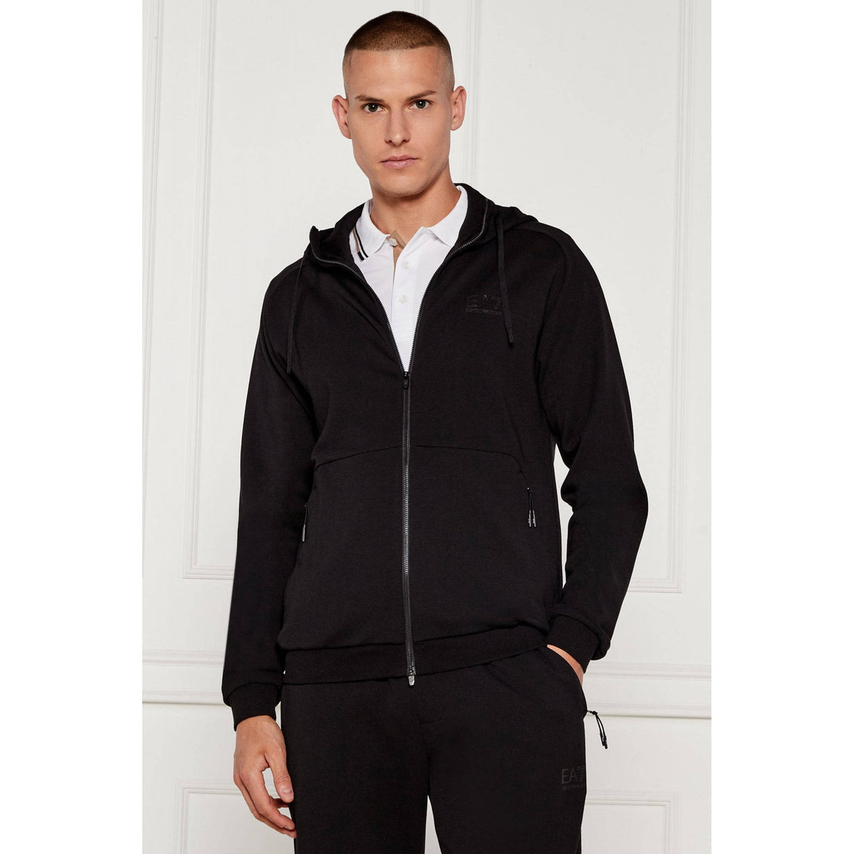 EA7 | Emporio Armani AF12501 0665 Dynamic Athlete Natural VENTUS7 Hood Tracksuit Set - Black