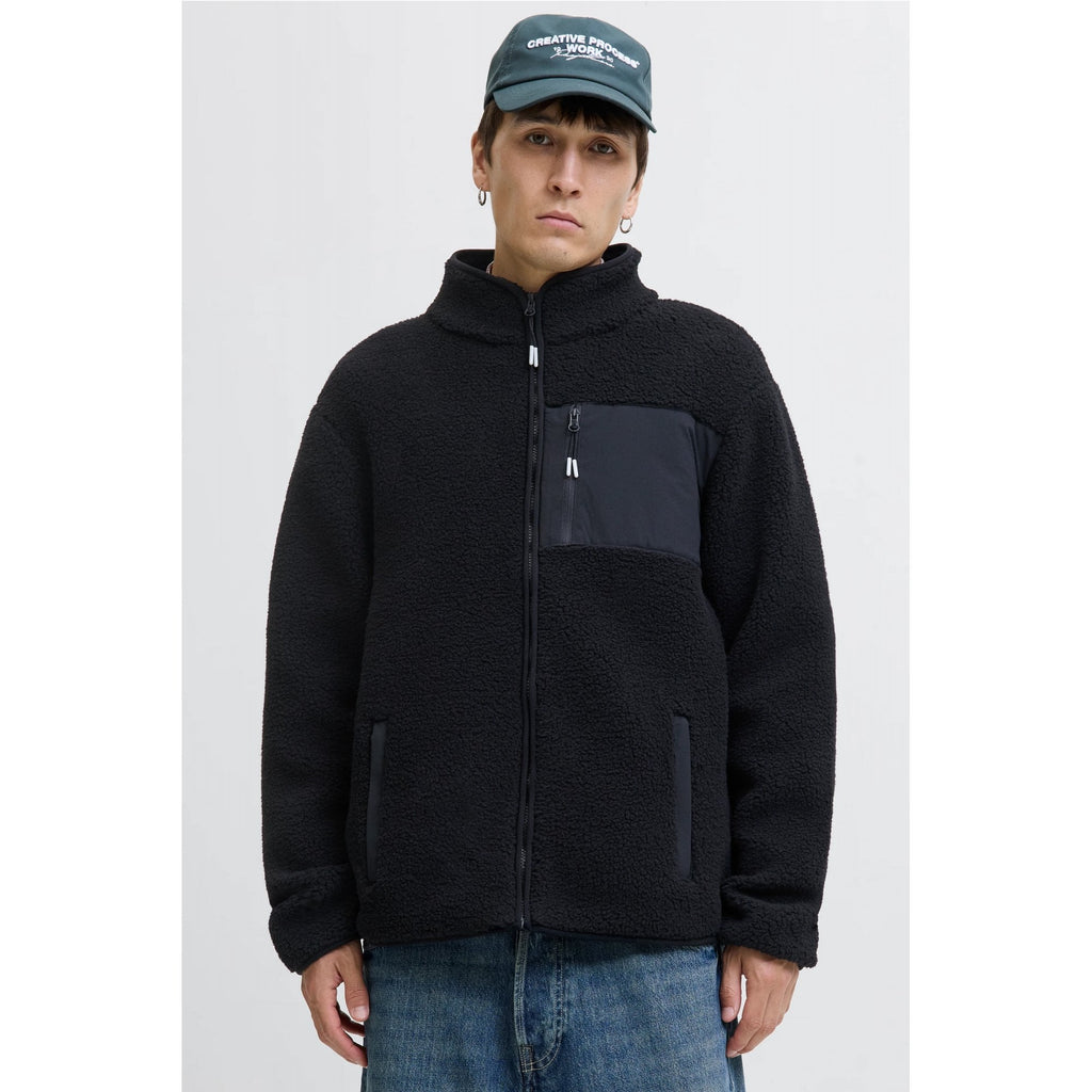 Jack Jones Thatcher High Neck Full Zip Polartec Fleece Jacket - Black