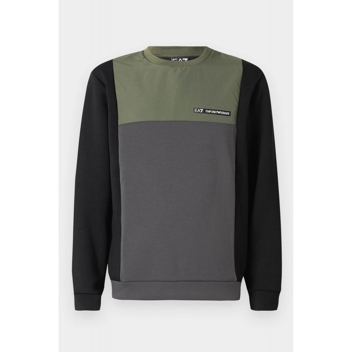 EA7 | Emporio Armani AF17003 0936 Colour Block Panel Sweat Top - Beetle Olive