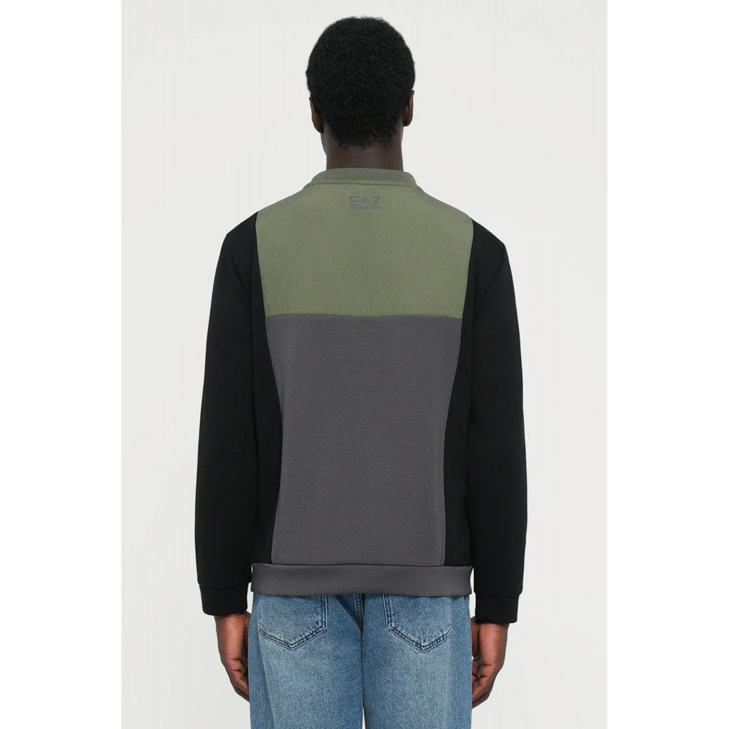 EA7 | Emporio Armani AF17003 0936 Colour Block Panel Sweat Top - Beetle Olive