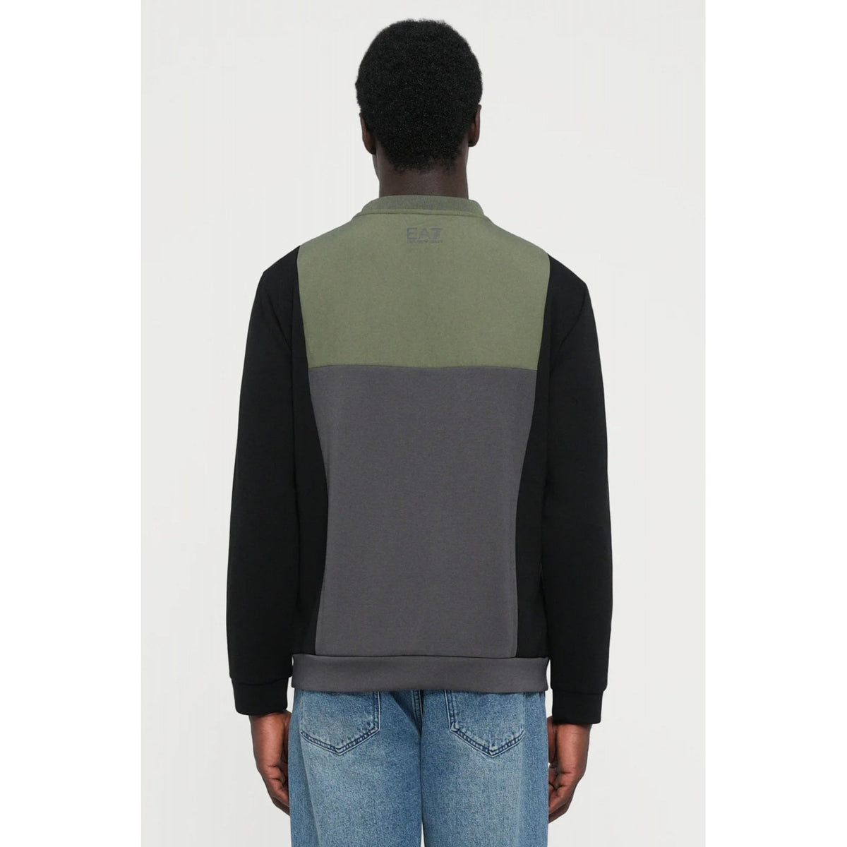 EA7 | Emporio Armani AF17003 0936 Colour Block Panel Sweat Top - Beetle Olive