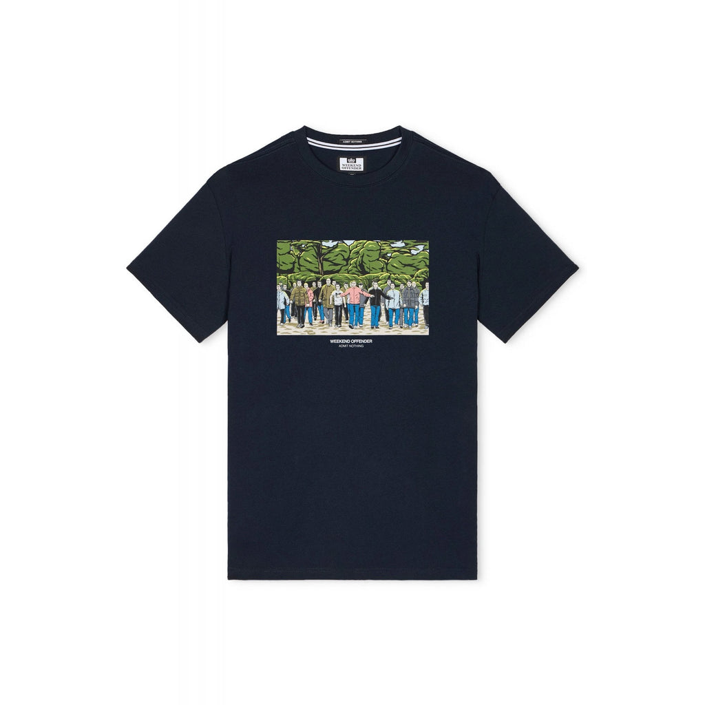 Weekend Offender PT3A19 GSE Fight Scene Graphic Print Half Sleeve T-Shirt - Navy