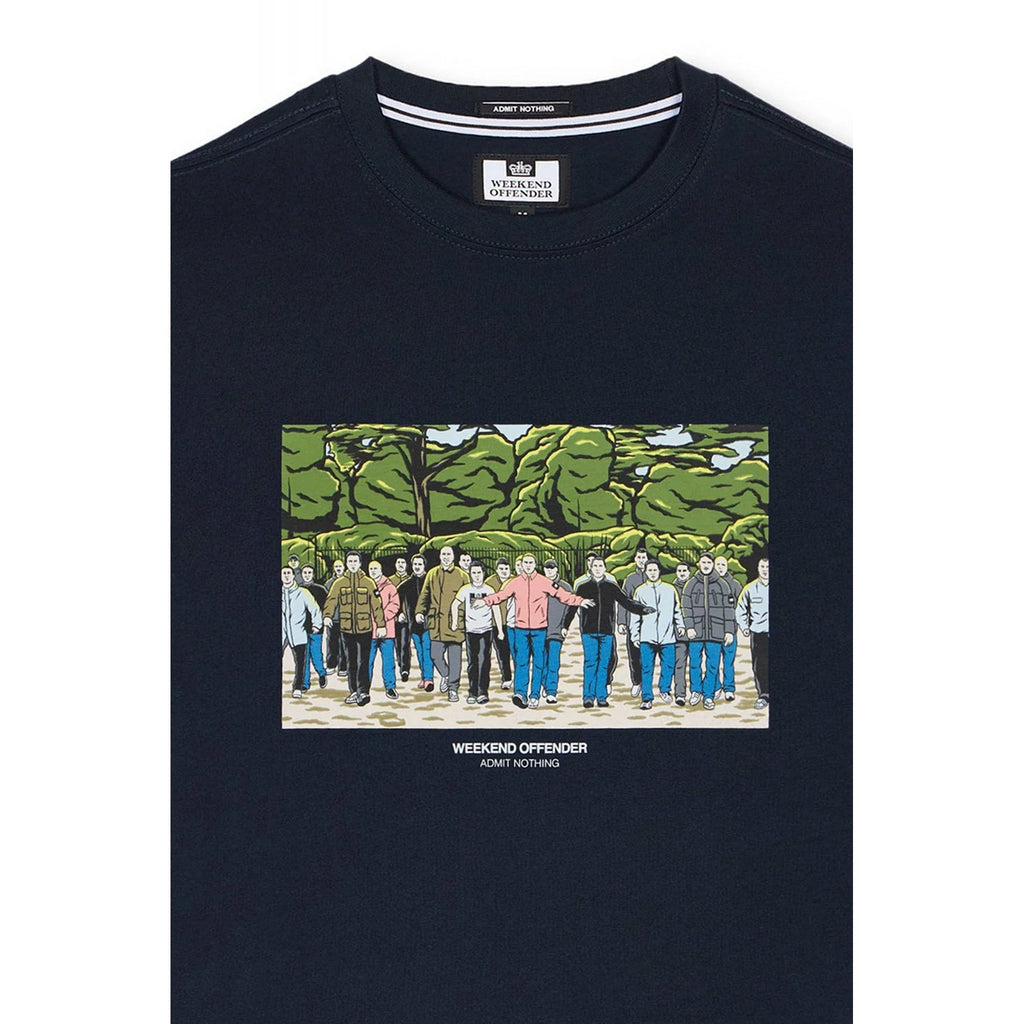 Weekend Offender PT3A19 GSE Fight Scene Graphic Print Half Sleeve T-Shirt - Navy