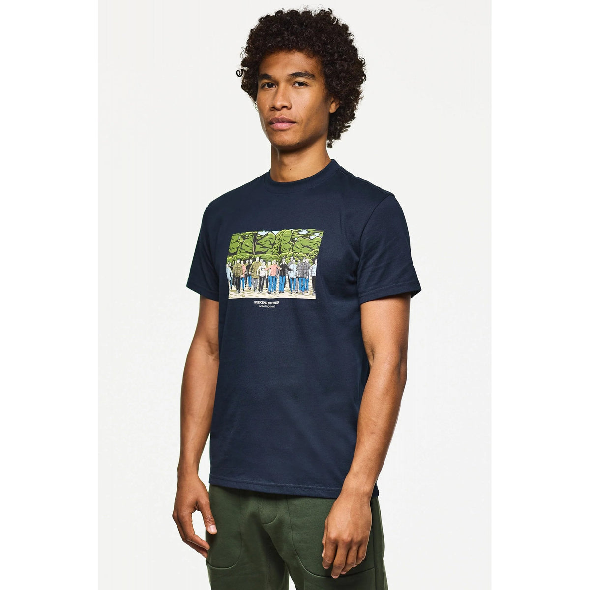 Weekend Offender PT3A19 GSE Fight Scene Graphic Print Half Sleeve T-Shirt - Navy