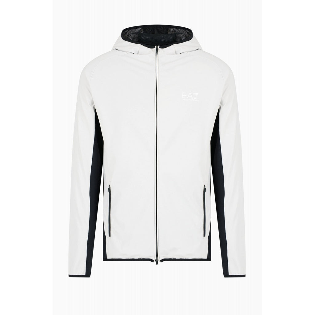 EA7 | Emporio Armani 7M000047 AF13534 Full Zip  Lightweight Hood Track Jacket - Light Grey