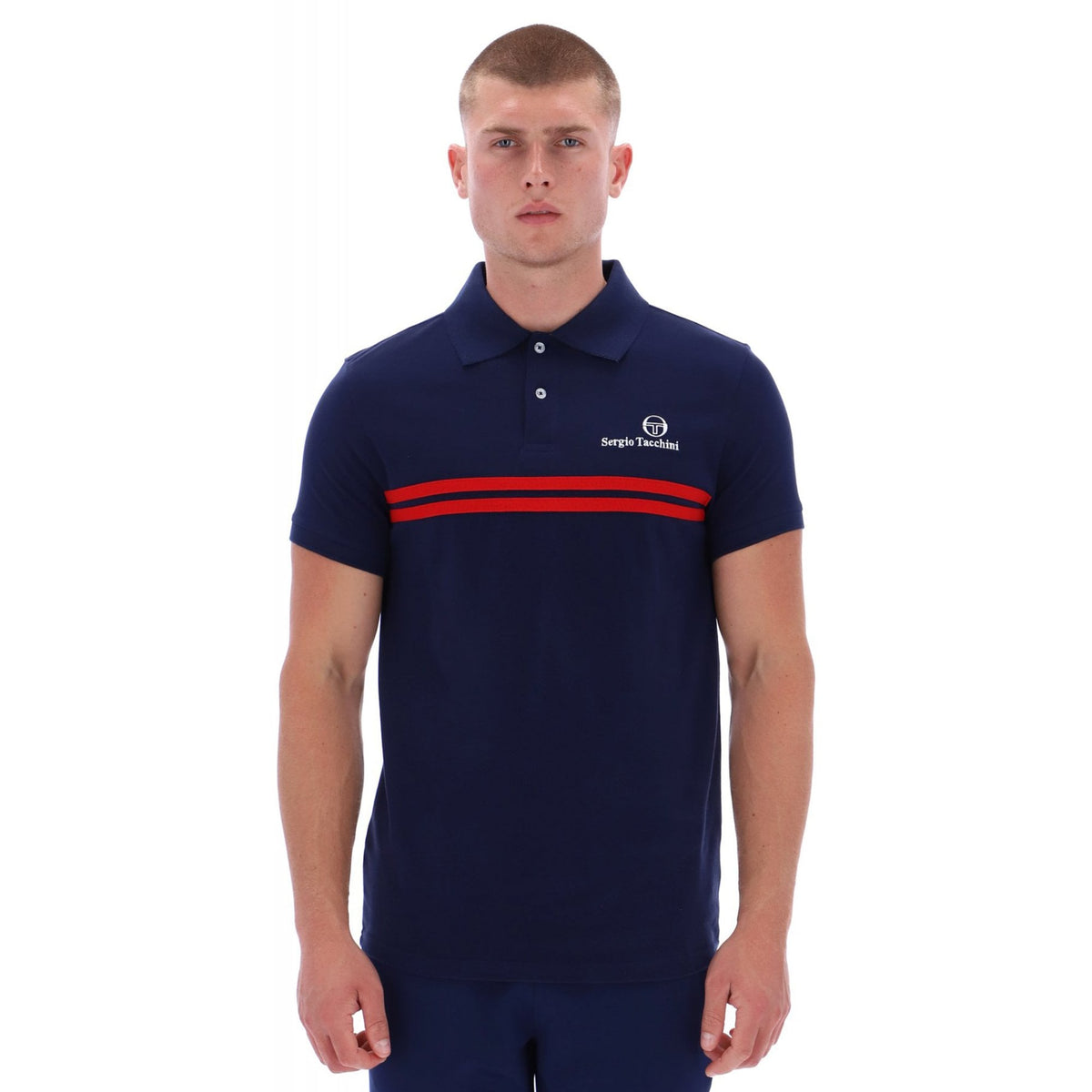 Sergio Tacchini | New Supermac 1140-210 Contrast Double Stripe Polo T-Shirt