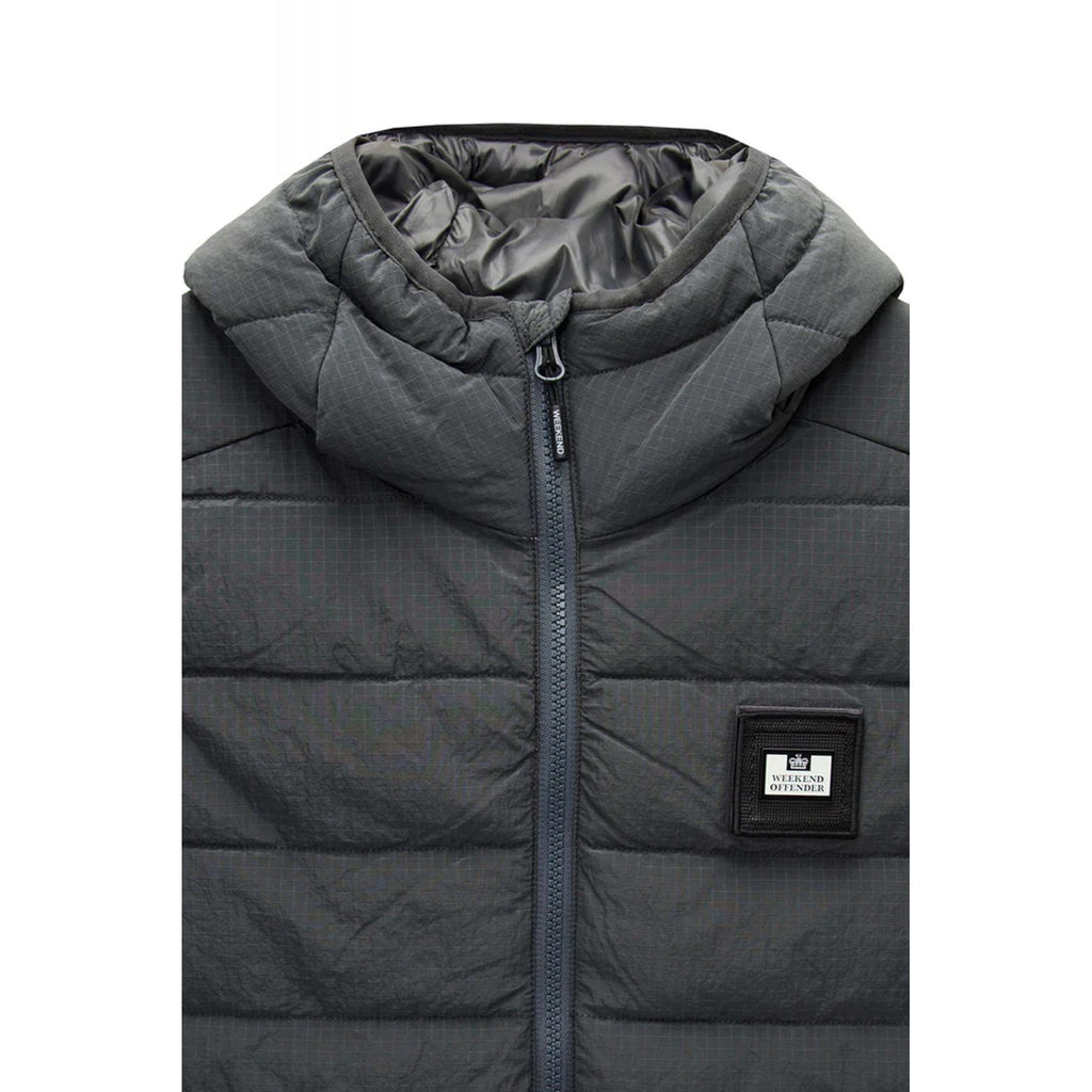 Weekend Offender JK3A03 Toronto Padded Lightweight Nylon Hood Gilet - Cyclone Grey