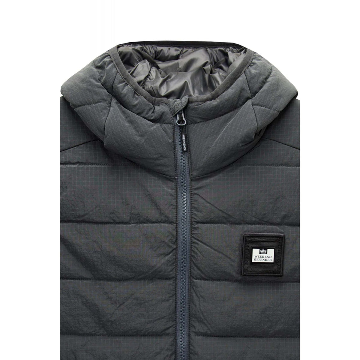 Weekend Offender JK3A03 Toronto Padded Lightweight Nylon Hood Gilet - Cyclone Grey