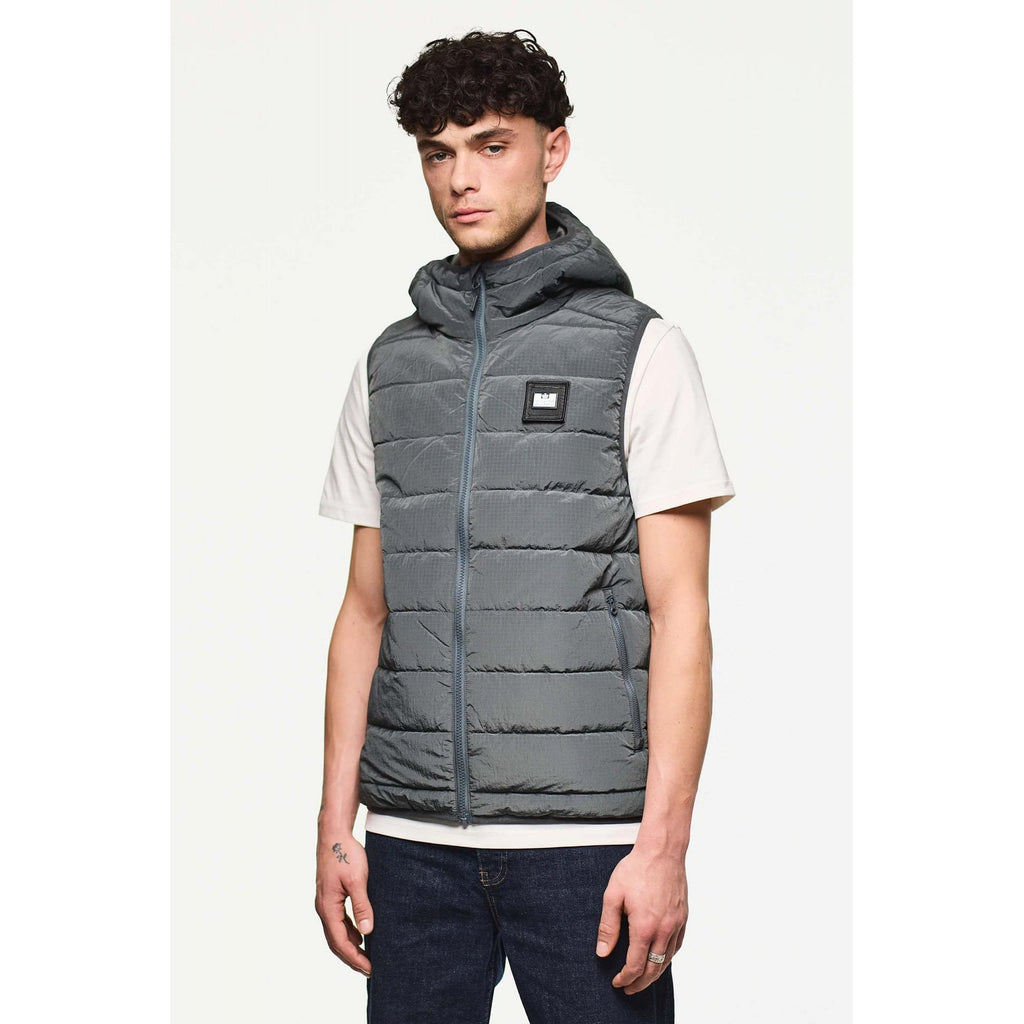 Weekend Offender JK3A03 Toronto Padded Lightweight Nylon Hood Gilet - Cyclone Grey