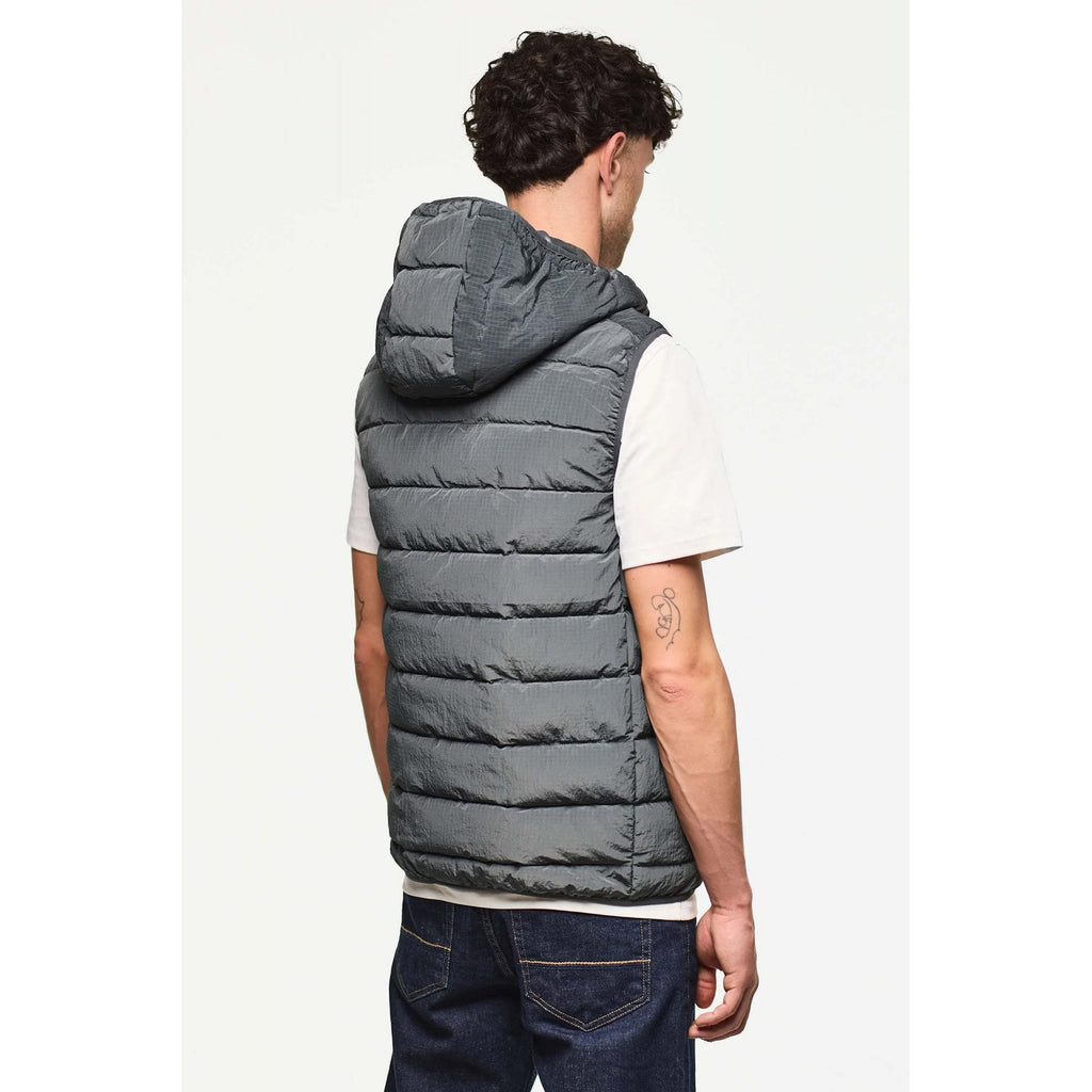 Weekend Offender JK3A03 Toronto Padded Lightweight Nylon Hood Gilet - Cyclone Grey