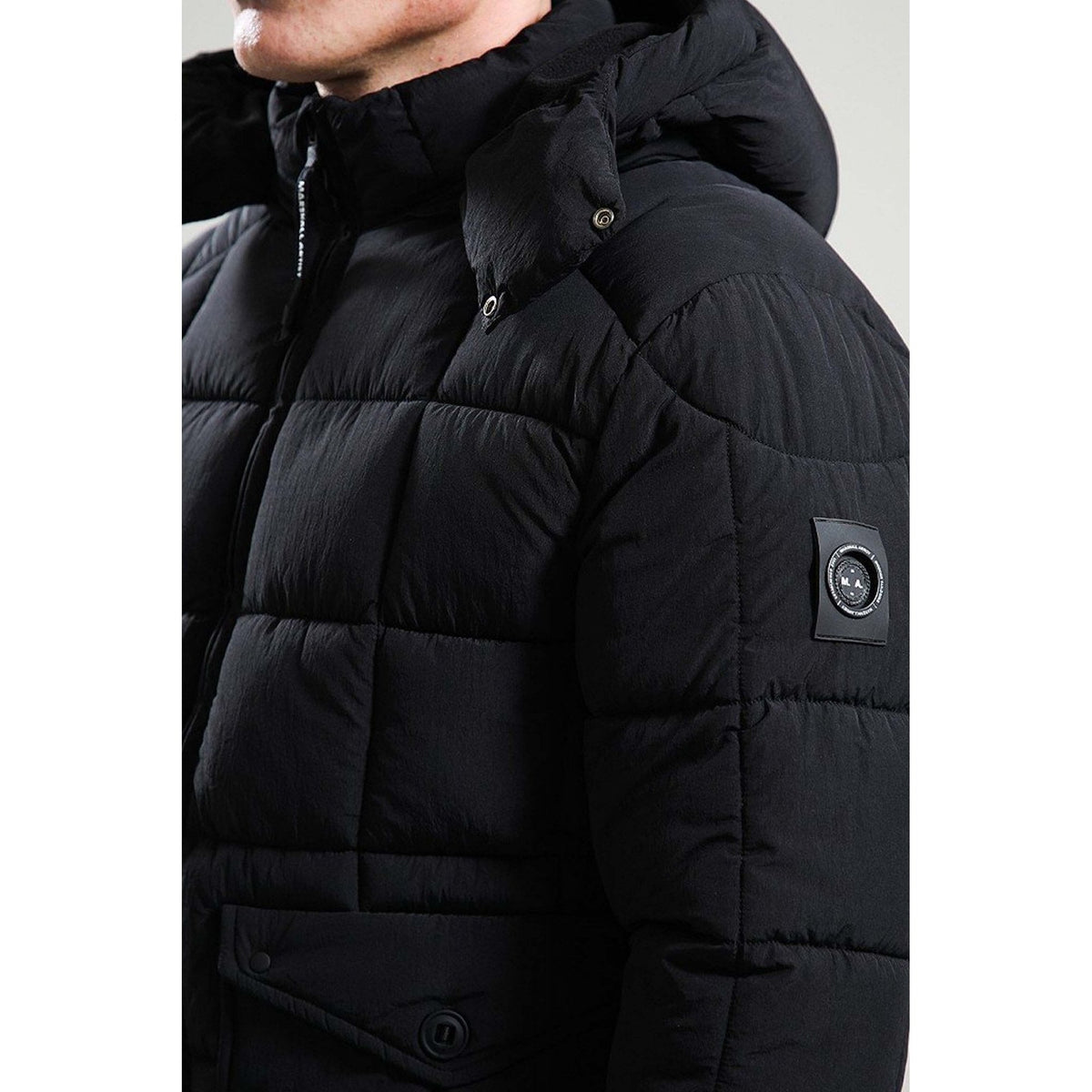 Marshall Artist | 1090 Yukkon Bubble Padded Detachable Hood Jacket - Black