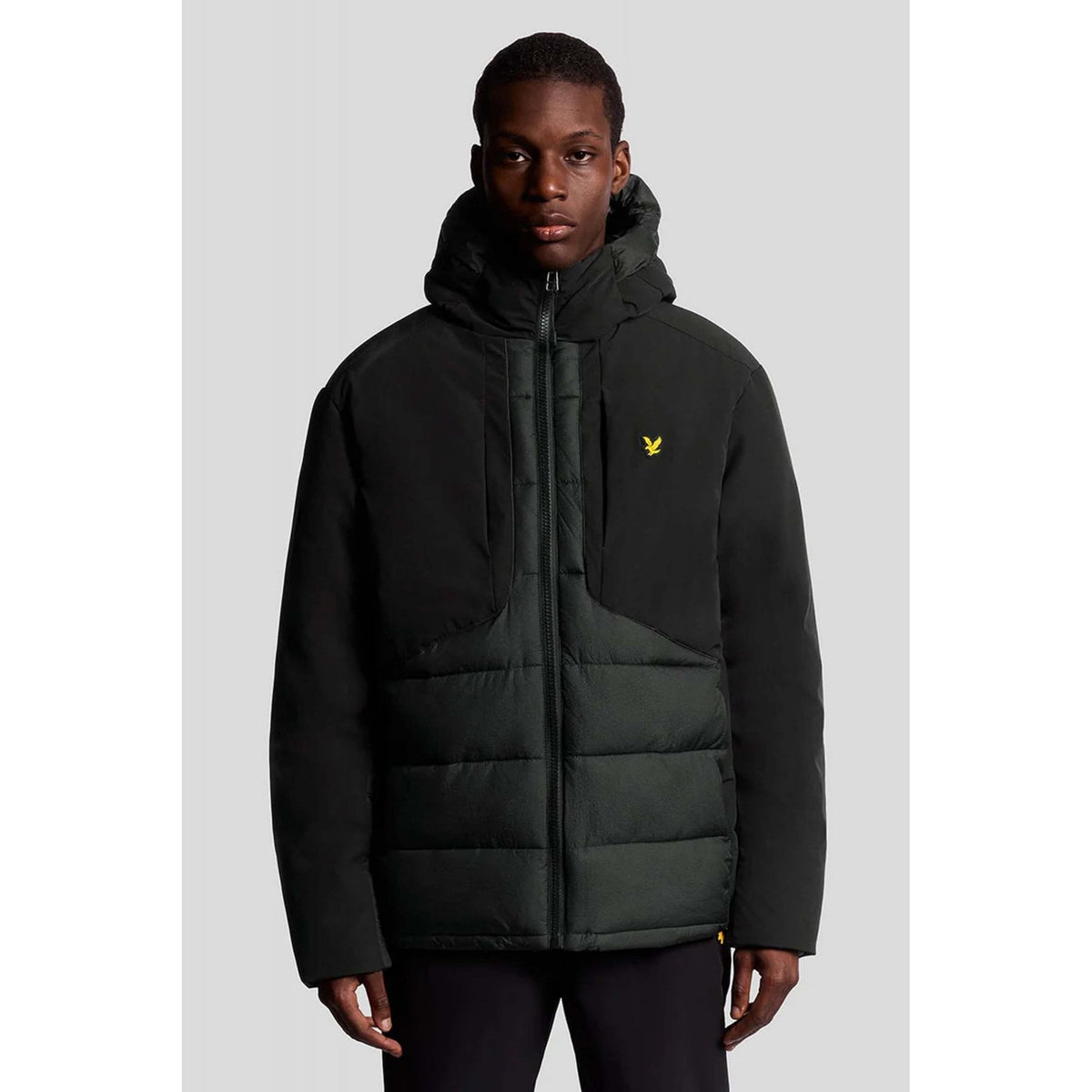 Lyle & Scott | JK2380SP Wadded Hybrid Panel Puffer Hood Jacket - Black