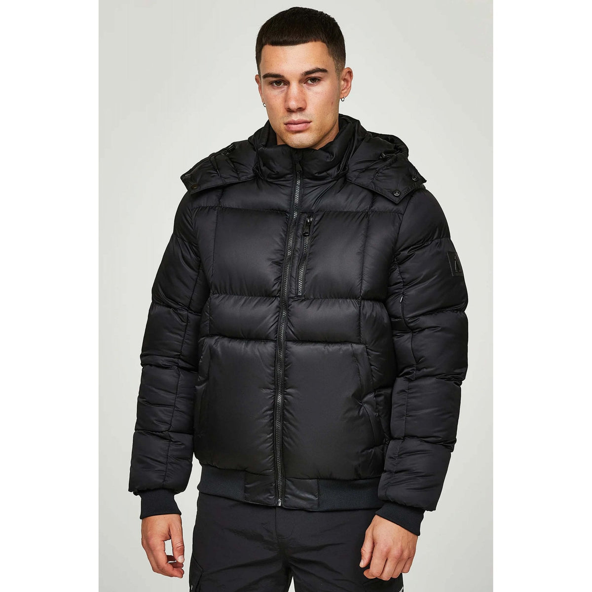 Alessandro Zavetti | AZ Savinio 5964 Short Puffer Bomber Faux Fur Hood Jacket - Black
