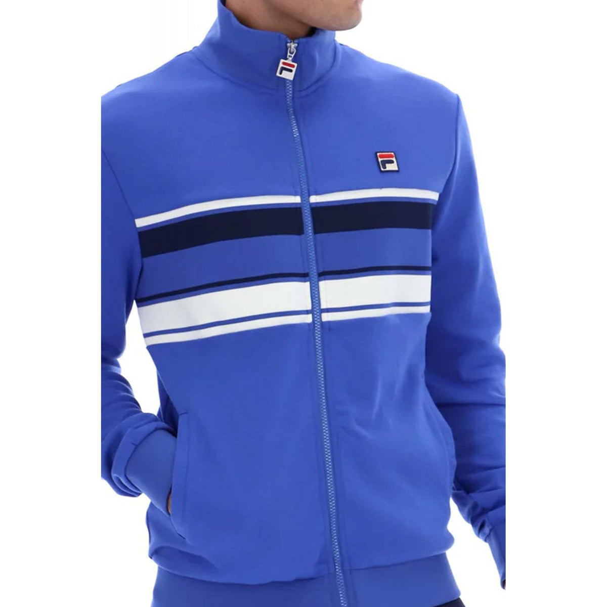 Fila Vintage Vinnie MH028 Contrast Stripe Panel Cut & Sew Track Top - Dazzling Blue