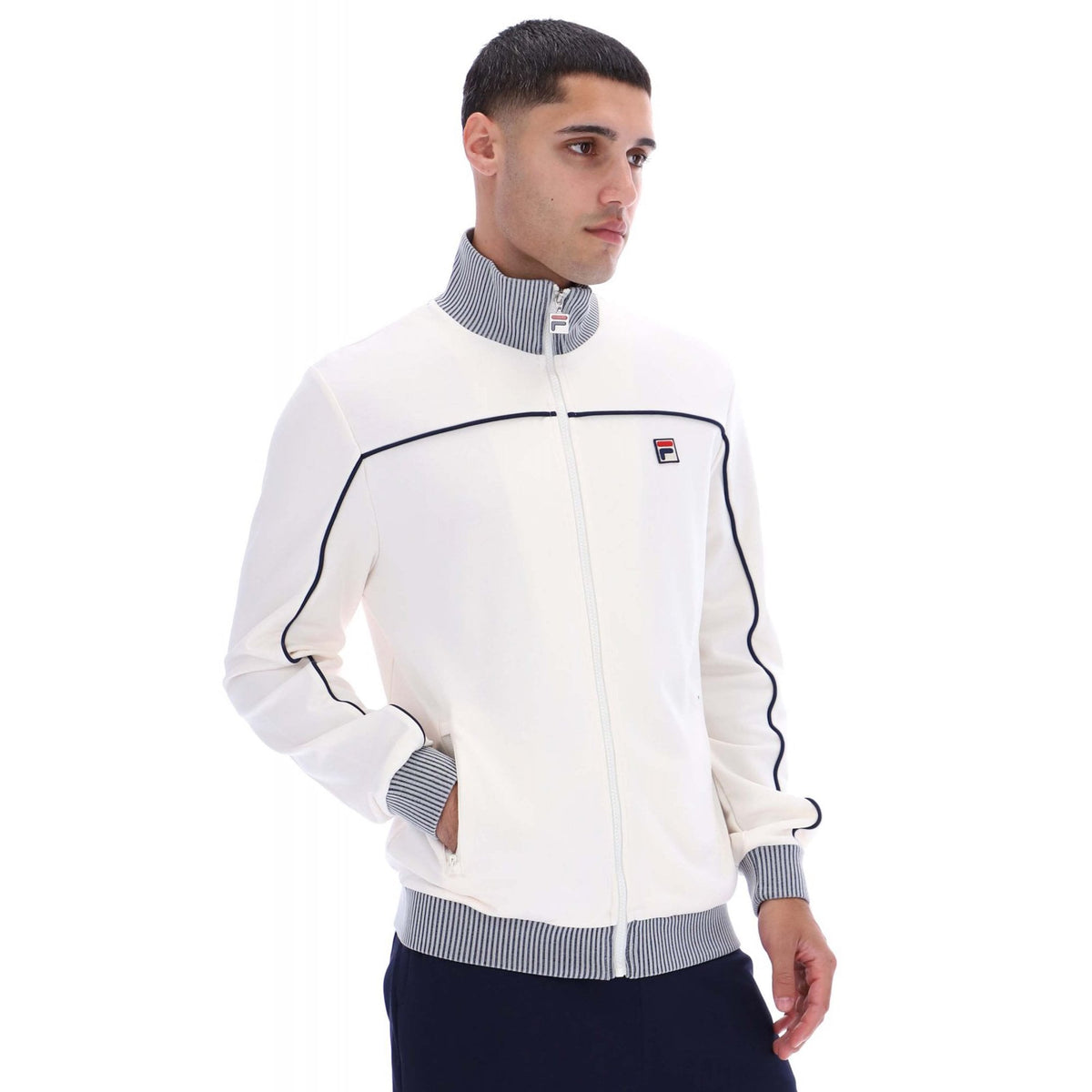 Fila Zayn MH002 Vintage Lenticular Piping Track Top - Gardenia/Navy
