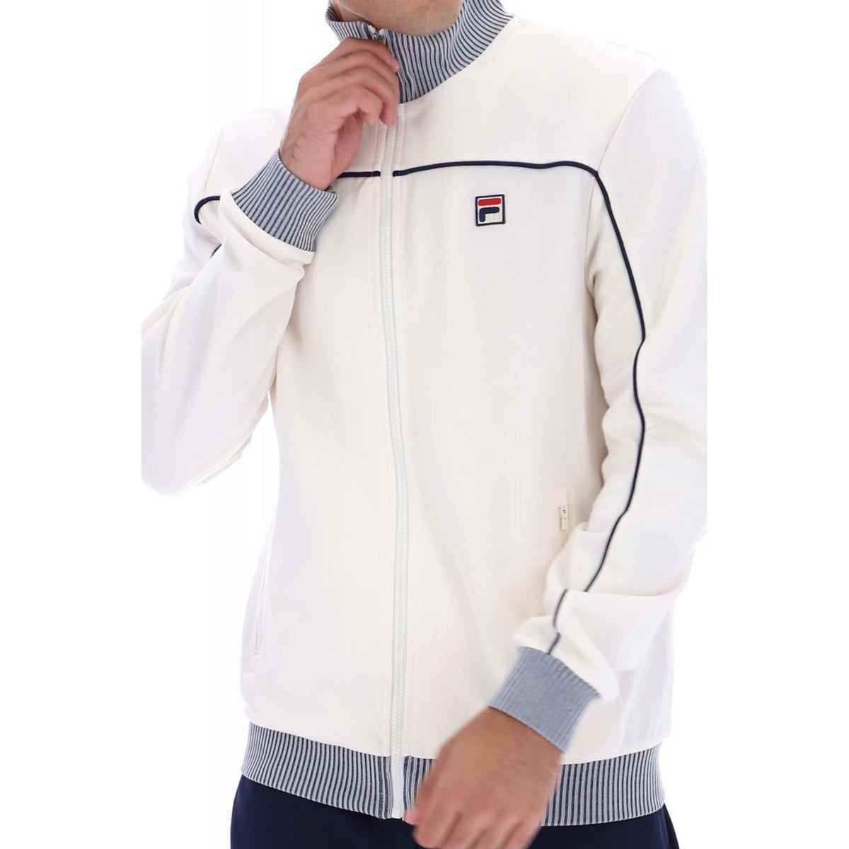 Fila Zayn MH002 Vintage Lenticular Piping Track Top - Gardenia/Navy