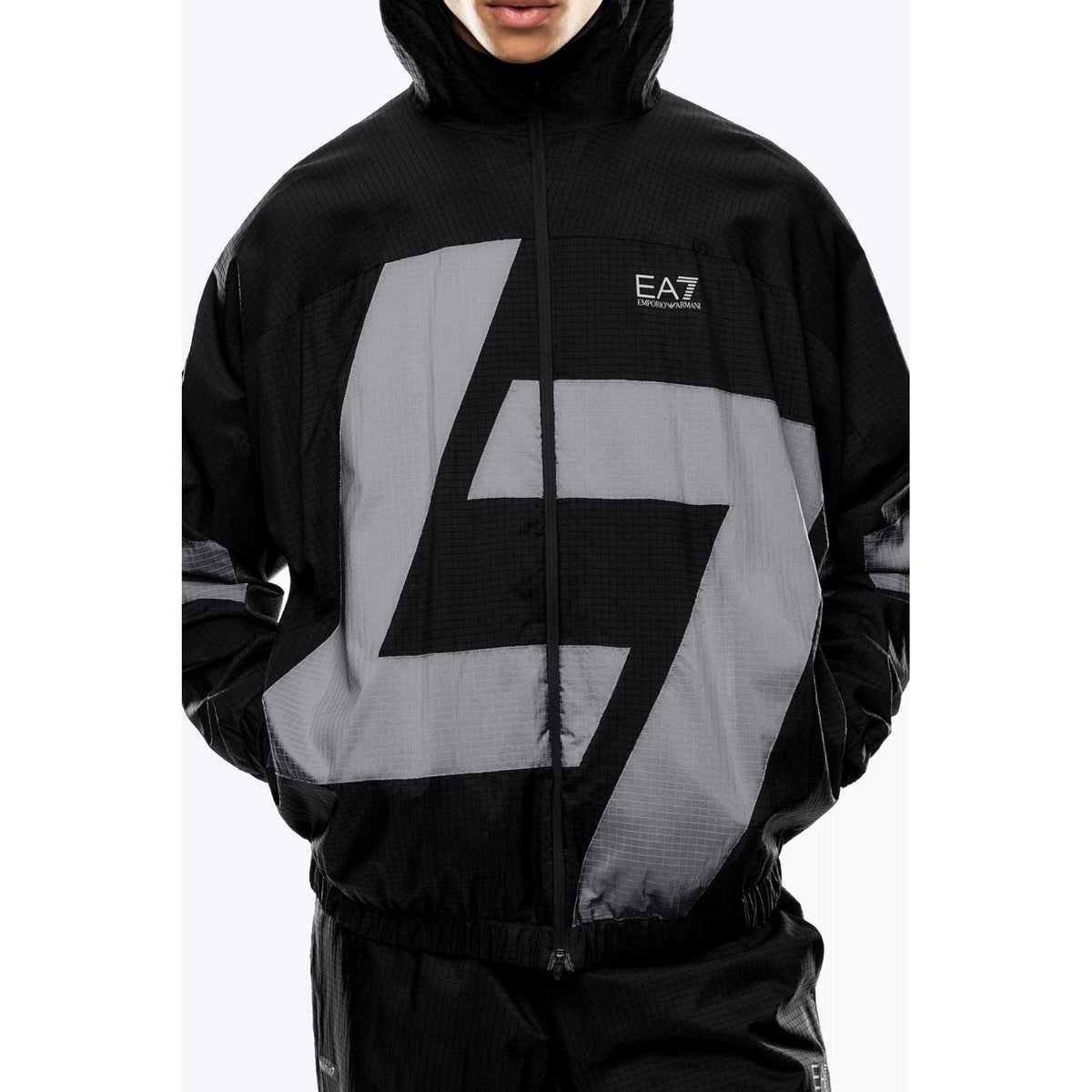 EA7 | Emporio Armani AF13415 0646 Dynamic Athlete Technical Fabric VENTUS7 Hood Tracksuit Set - Black