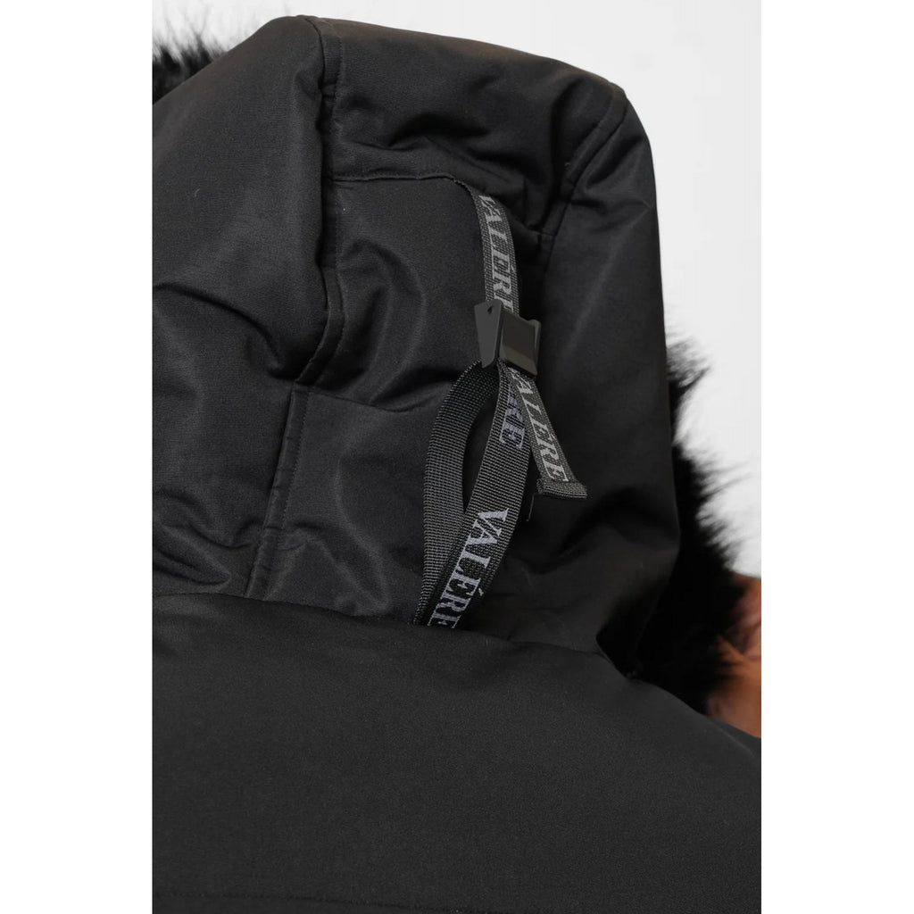 Valere Milano | Medici VM-256 Padded Long Bomber Parka Faux Fur Hood Jacket - Black