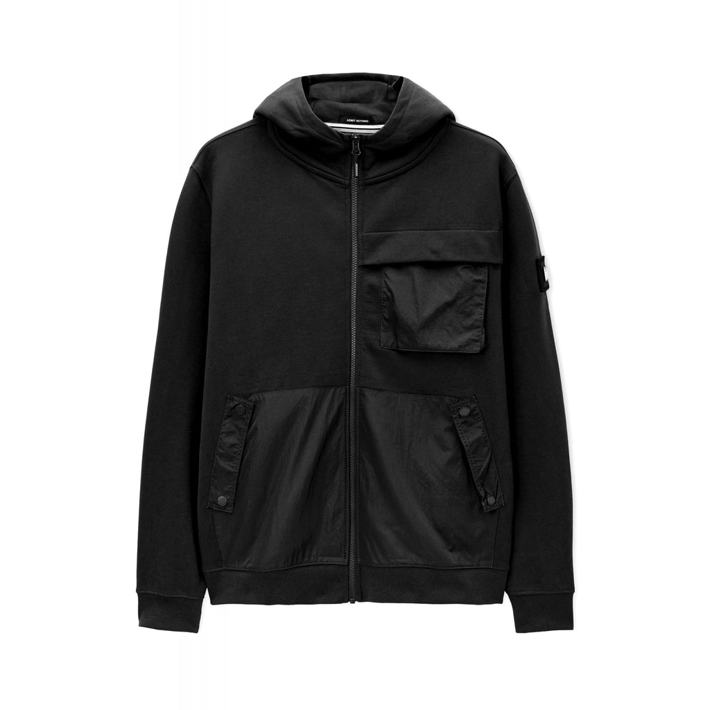 Weekend Offender HD3A05 Daponte Nylon Panel Full Zip Hood Top - Black