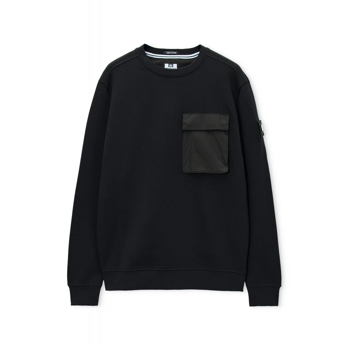 Weekend Offender SW3A16 Neve Nylon Pocket Cotton Crew Sweat Top - Black