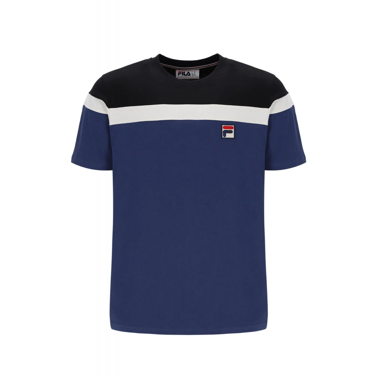 Fila Aiden MH015 Colour Block Design Cut & Sew Half Sleeve T-Shirt - Black/Navy